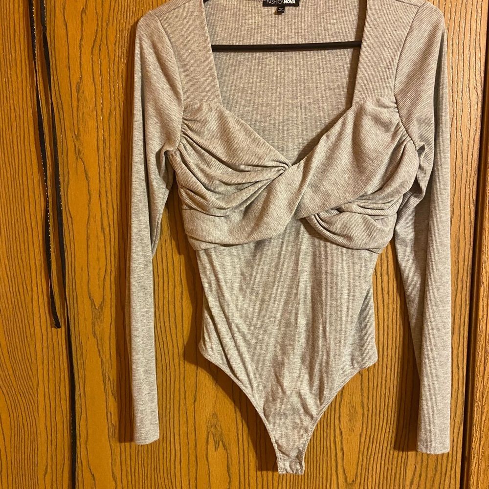 Gray Long Sleeve Bodysuit